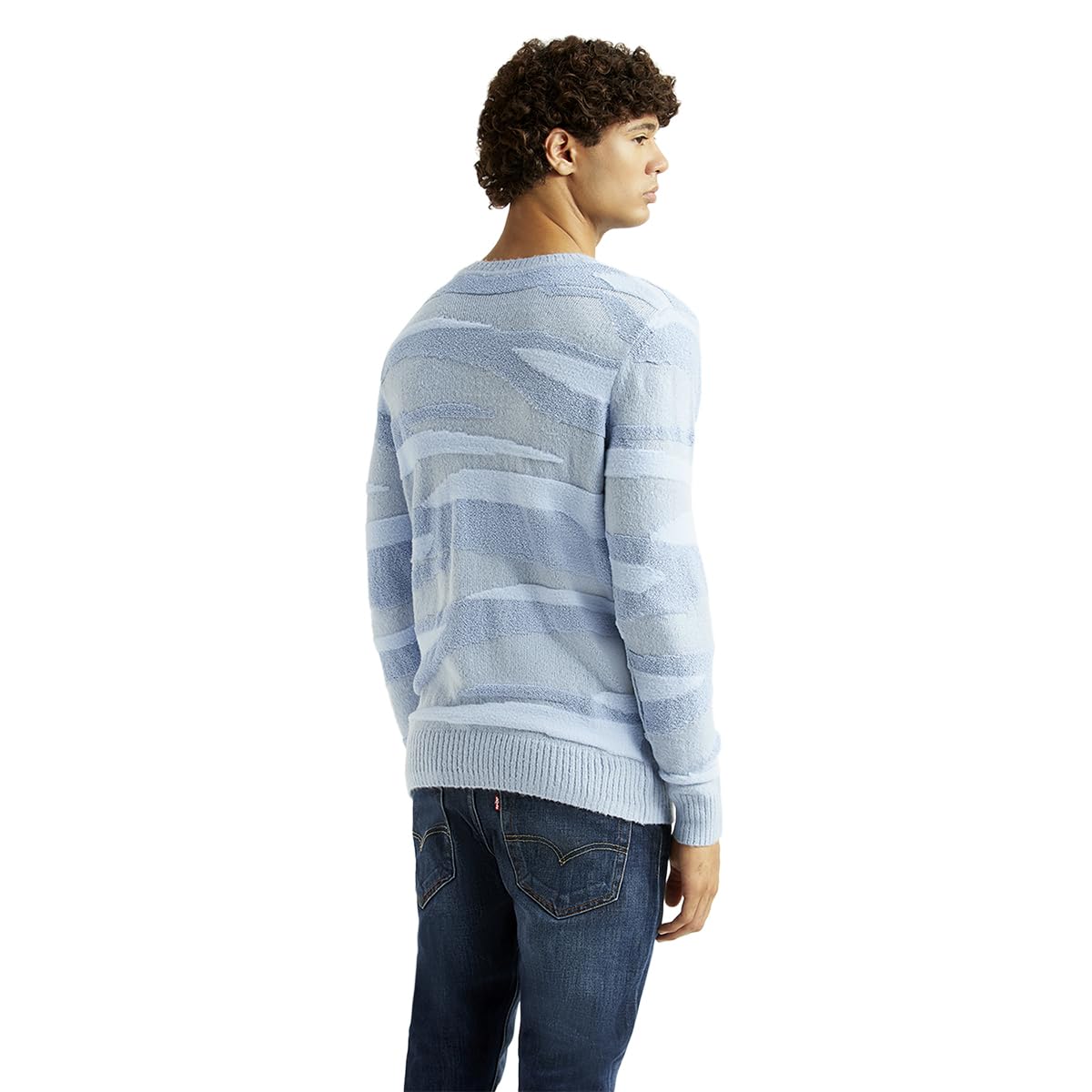 levi's Men's Abstract Light-Blue Crew Neck Sweater-picture-34