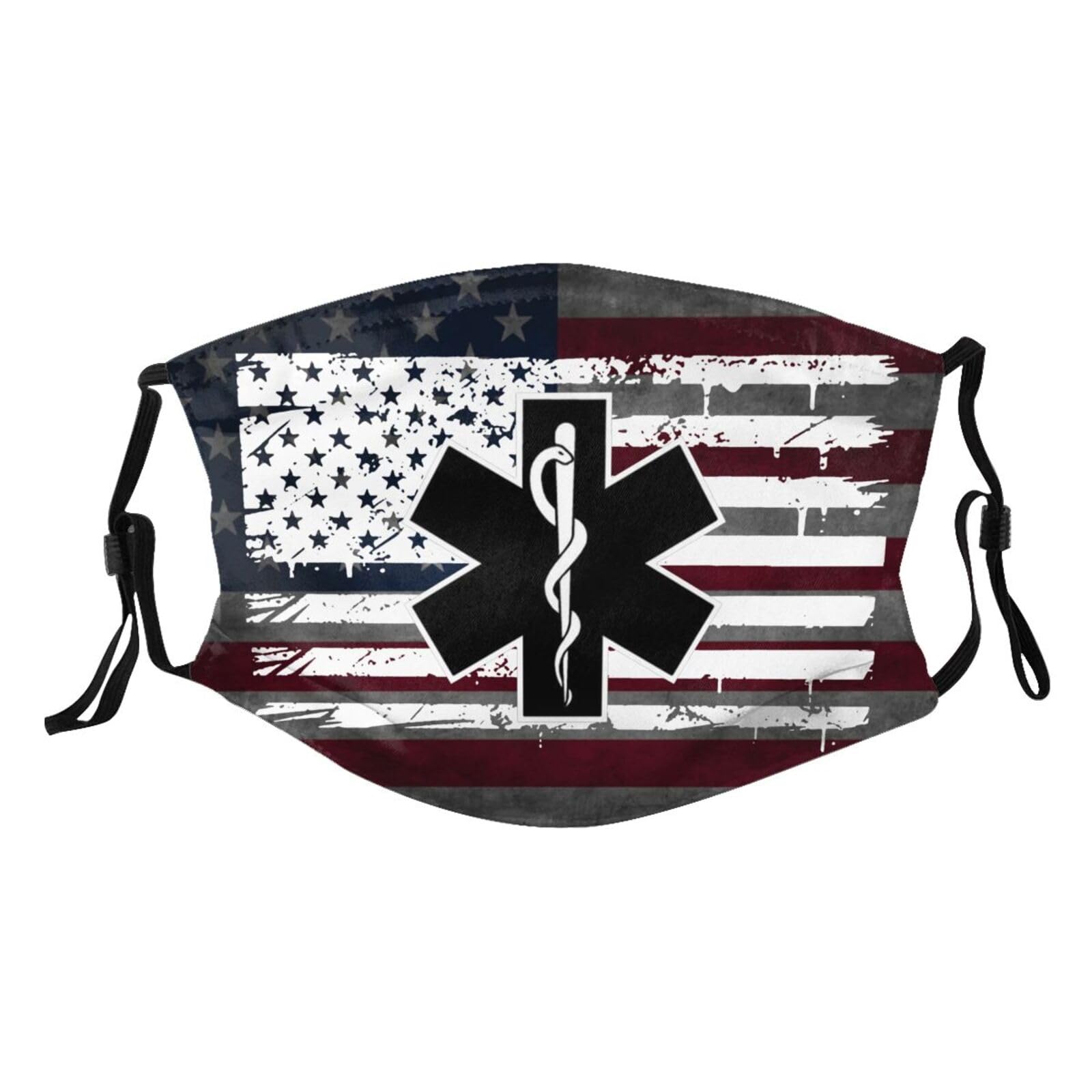 EMS Star of Life EMT Paramedic Medic American Flag Adult Dust Mask Adjustable Dust Face with 2 Filter84