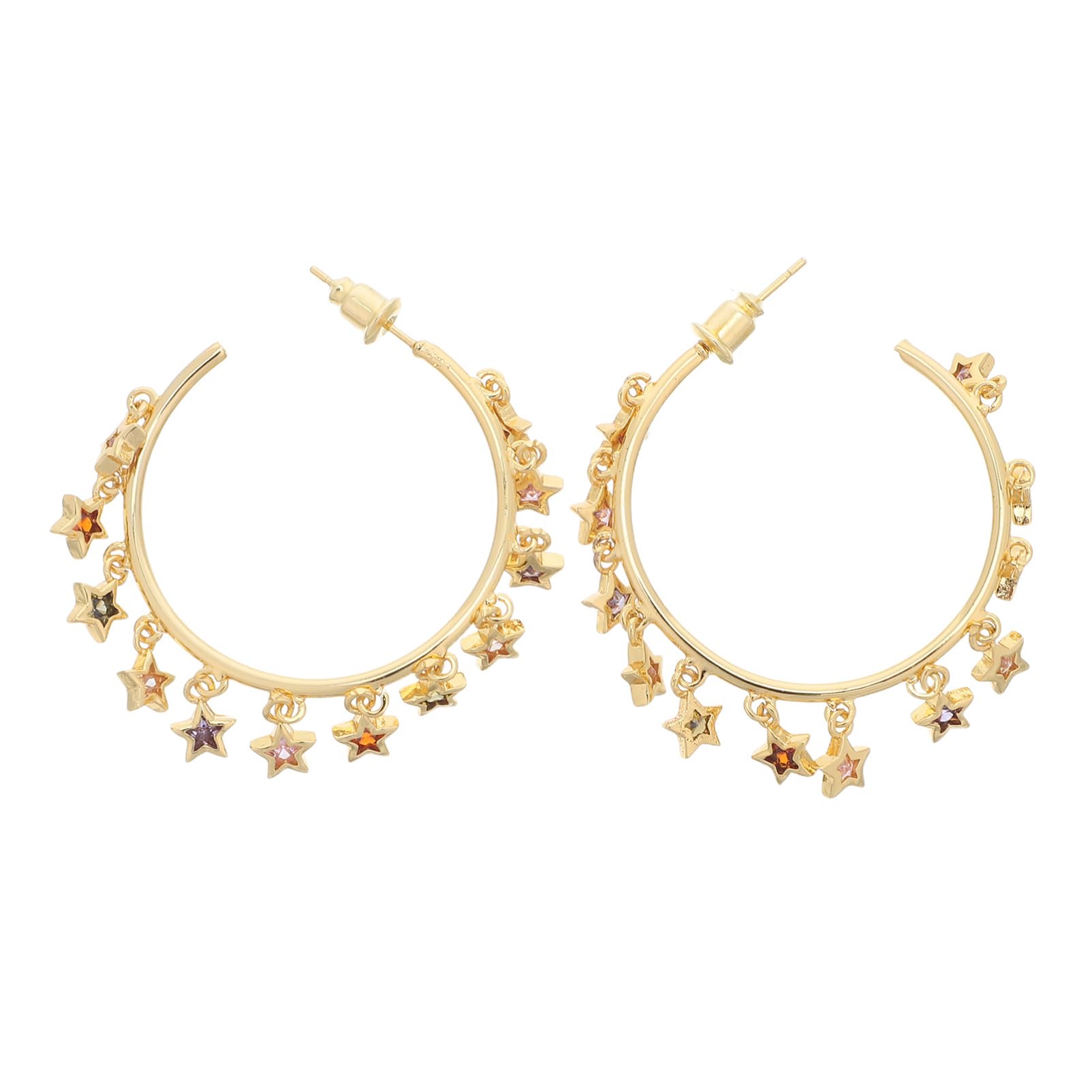 Pendientes de aro abiertos con circonitas brillantes de alta joyería 8