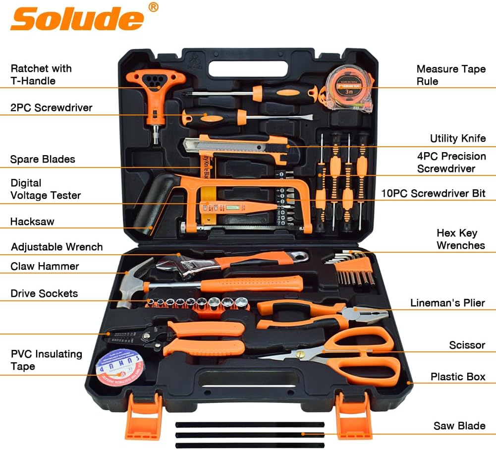 Tool Set,48-Piece Home Tool Kit for Men Women Homeowner,Household Basic Tool Set with Case for Home Maintenance and DIY Projects