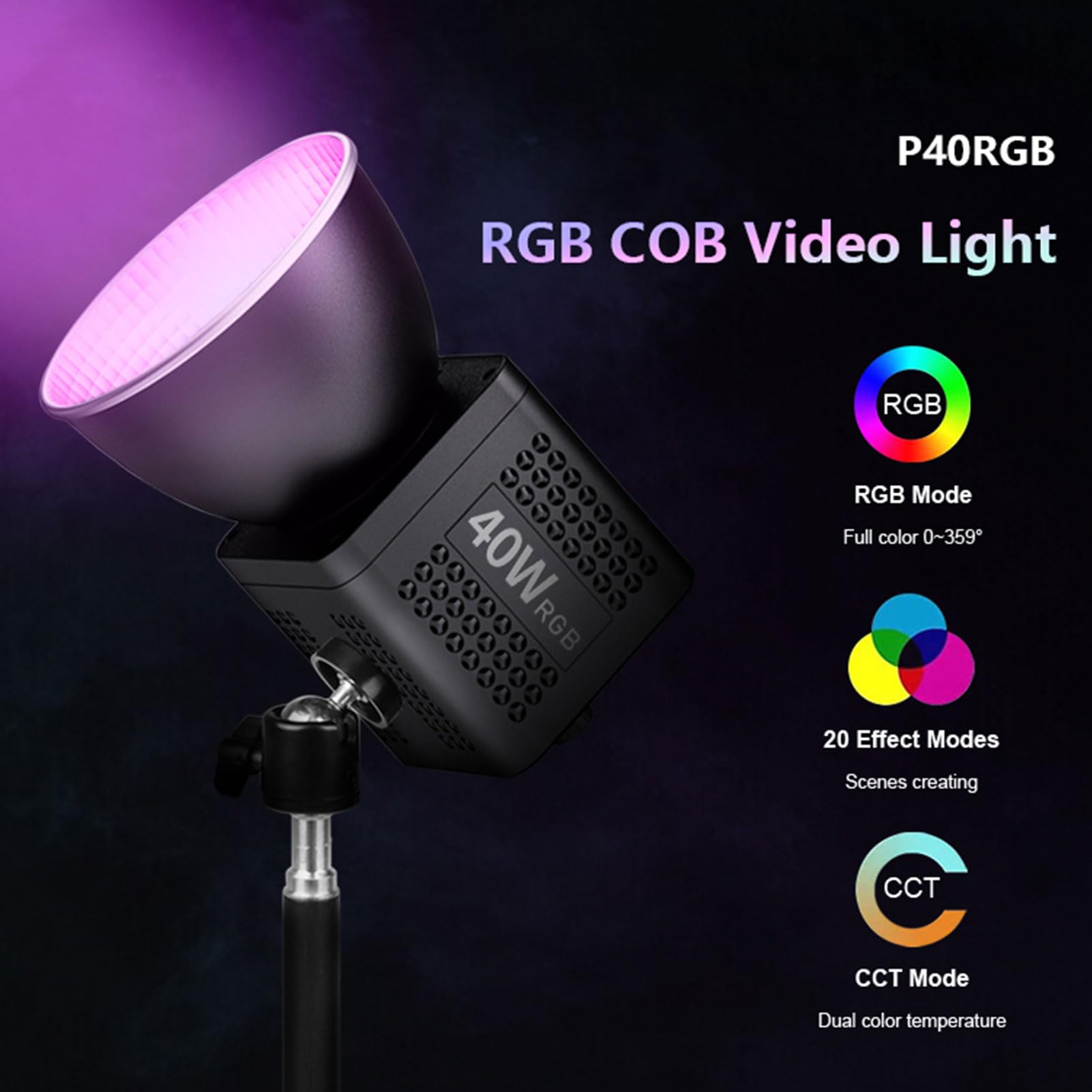 Amazon.co.jp: Mingzhe 40W RGB LED ビデオライト ポータブル COB 写真