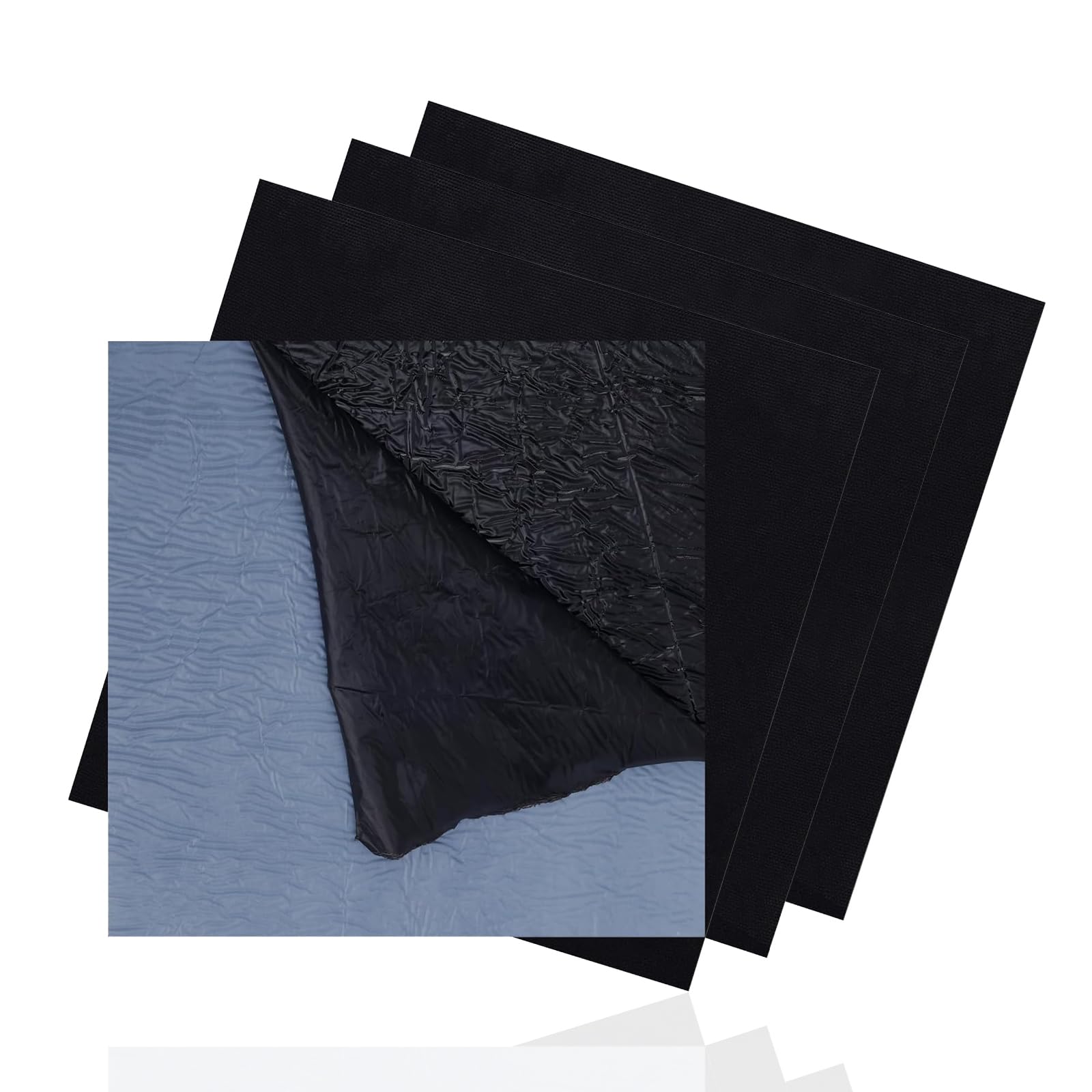 CZMTBO 4 PCS EPDM Pond Liner Repair Patches, Resistant to High and Low Temperatures Pond Liner Repair Kit Self-Adhesive for Fish Ponds Rooftops Subway Tunnels Reservoirs