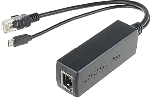 DSLRKIT Active PoE Splitter Power Over Ethernet 48V to 5V 2.4A Micro USB Plug for Raspberry Pi B B+ 2 3