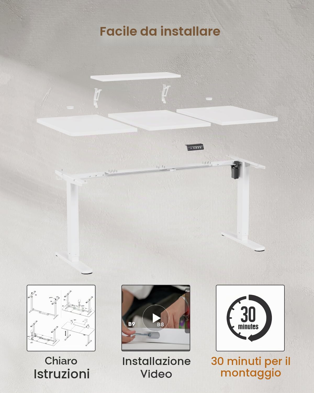 TRIUMPHKEY Scrivania Elettrica Regolabile in Altezza 120 x 60 cm, Supporto per Monitor, Piano Giuntato, Scrivania Gaming Seduta/In Piedi, Tavolo per Casa e Ufficio, Bianco