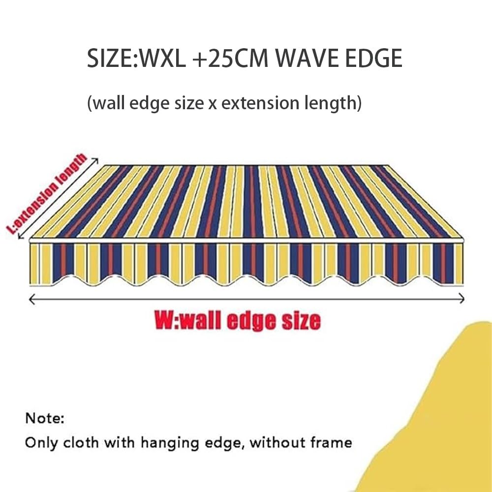 4 x 3 m ning tessuto per patio impermeabile copertura solare tela di ricambio manuale retrattile ning panno in poliestere (giallo 2,5 x 1,5 m)