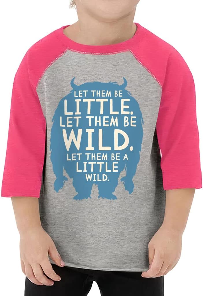 Let Them Be a Little Wild Toddler Baseball T-Shirt - Phrase 3/4 Sleeve T-Shirt - Silhouette Kids' Baseball Tee
