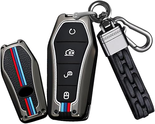 Miniatura 8 de Funda para llavero de aleación de zinc con llavero para BYD Han Ev Tang Dm 4 botones Funda protectora para llave de coche