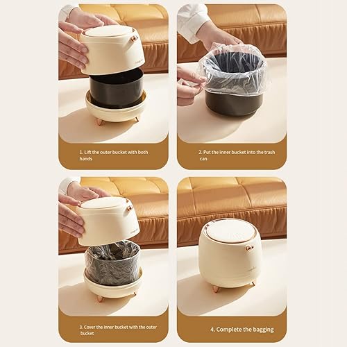 Miniatura 3 de AIWE7D Bote de basura pequeño de 04 galones para cocina mini cubos de basura de baño con tapa cesta de basura para oficina dormitorio escritorio