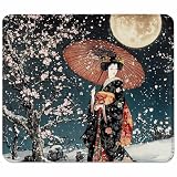 Donne Giapponesi Tappetino Mouse Piccolo 250x200x3mm, Tappetino Scrivania con Bordo Cucito, Mousepad Impermeabile e Antiscivolo, Pratica e Facile da Pulire, Accessori Gaming, Regalo Uomo, Fiore C-6620