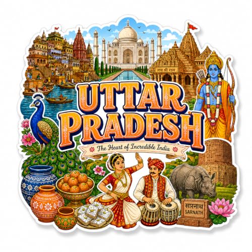 Image of Zesta Wooden Fridge Magnets Set | Refrigerator Decor Magnets for Kitchen | India Souvenir Fridge Magnet Collection | Wooden Magnet for Fridge Door Decoration (Uttar Pradesh)
