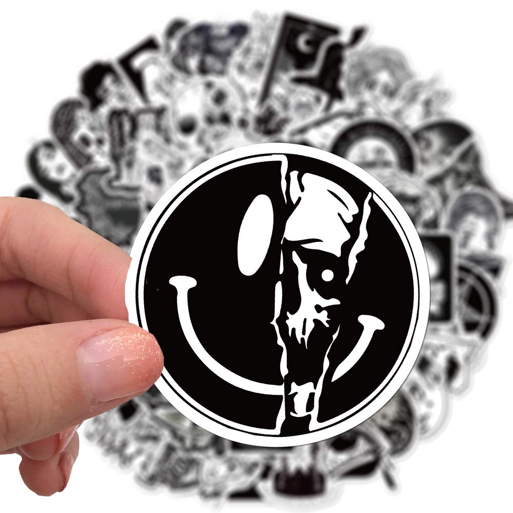100PCS Gothic Stickers for Water Bottle,Black White Skull Stickers,Waterproof Vinyl Stickers Perfect for Laptop Phone Car Skateboard (100, Gothic)