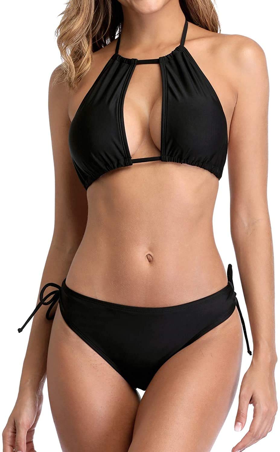 F&M FASHION Women's Two Piece Halter Swimsuits Keyhole Cutout Swimwear Bikini Set - Review, Price and Buying Guide