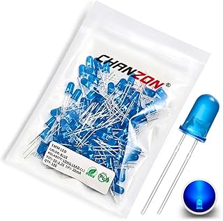 Chanzon 100 pcs 5mm Blue Diffused LED Diode Lights (Colored Lens Round DC 3V 20mA) Lighting Bulb Lamps Electronics Components Indicator Light Emitting Diodes
