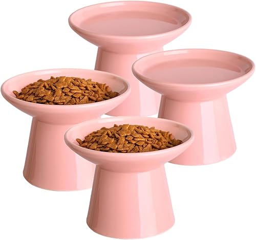 Vista 61 de Cuenco elevado extra ancho para comida para gatos, cuencos de cerámica para alimentos y agua, plato ancho y poco profundo para gatos, fatiga