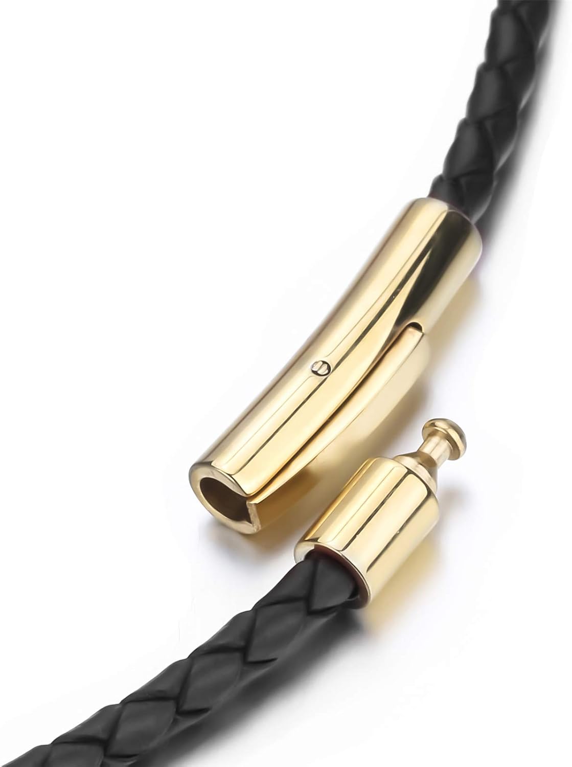 3mm Mens Womens Genuine Leather Necklace Cord Multicolor Braided Gold Stainless Steel Secure Clasp Necklaces Chain