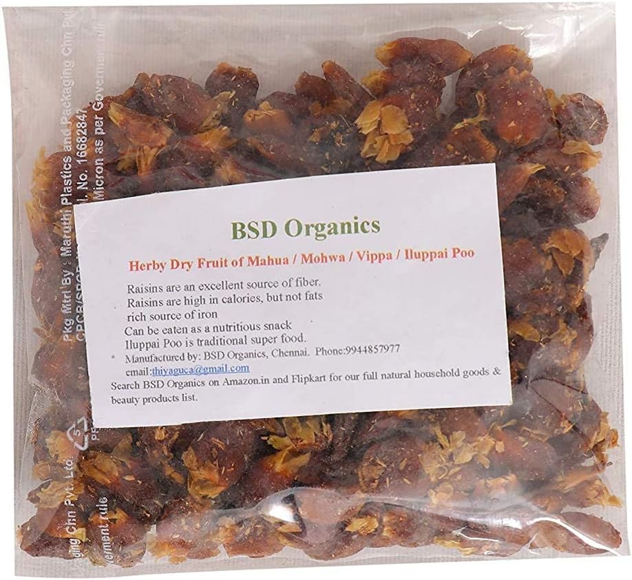 SJH Organics Herby Dry Fruit of Mahua/Mohwa/Vippa/Iluppai Poo 200 Gram Grocery