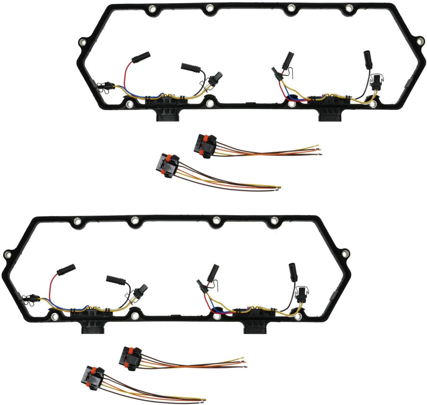 TRQ Valve Cover Gasket with Injector & Glow Plug Harness Set Compatible with 1994-1998 Ford E-350 Econoline E-350 Econoline Club Wagon 1994-1996 F-250 1997 F-250 HD 1994-1997 F-350