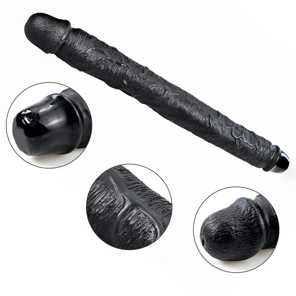 SXOVO Doppio Dildo, Realistico e Flessibile Replica del Pene Giocattolo del Sesso Dong in PVC per Donne Lesbiche Omosessuali (46 cm)