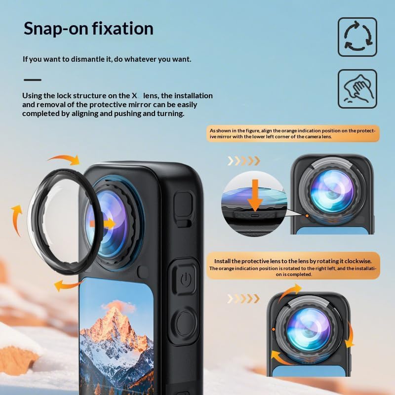 Image of Insta 360 X6 Dual Lens Protector Tempered Glass Lens Cap Cover, 10H Hardness Scratch-Resistant Anti-Shock Lens Cover, Camera Insta 360 Action Camera Accessories (X6 Lens)