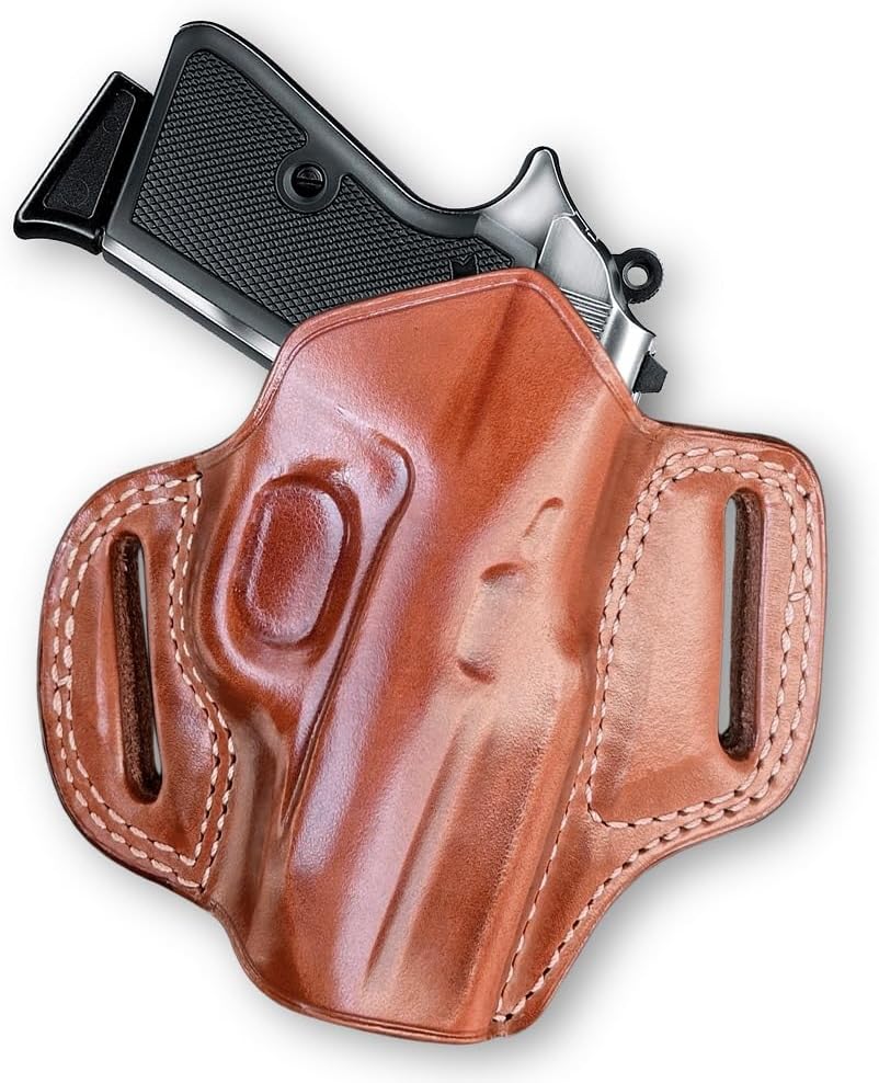 Masc Premium The Ultimate Leather OWB Pancake Holster Open Top Fit Walther PPK/S 22LR/ 380 Caliber 3.3-inch, Right Hand Draw, Brown Color #1170#