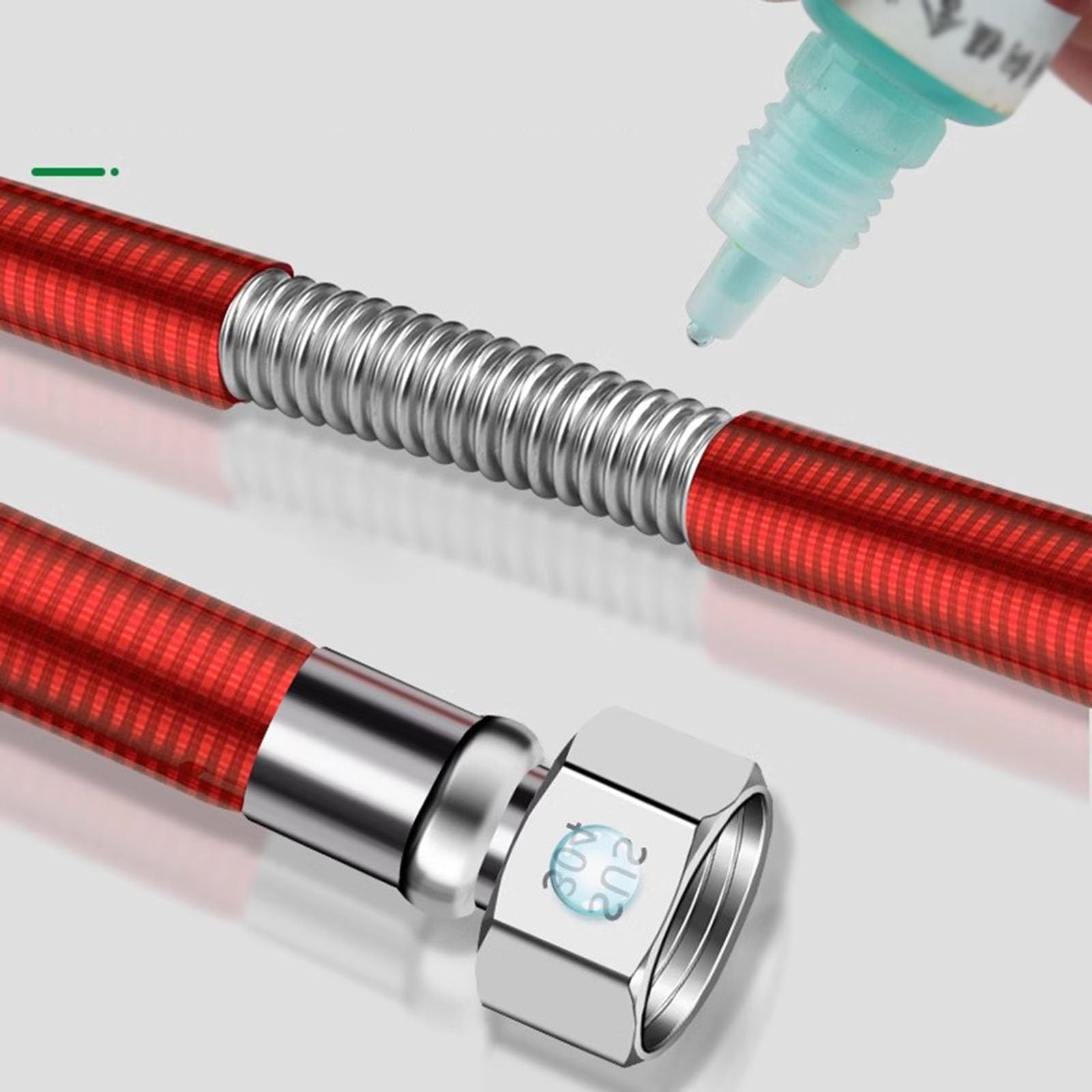 Manguera De Acero Inoxidable del Calentador De Agua, Manguera Flexible del Calentador De Agua 304 Tubería De Plomería De Acero Inoxidable(Red,4m)