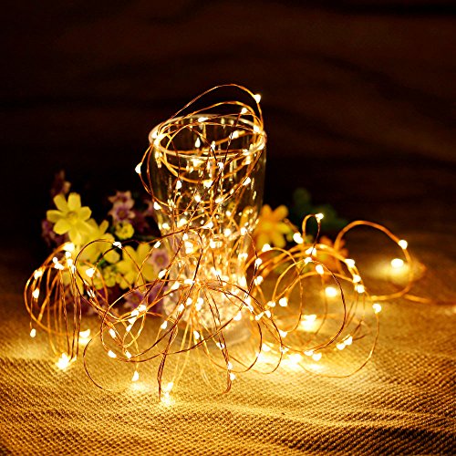 Andoer DC4.5V 1W 10 Metros 100 LED Fada de Cobre Luz de Corda Alimentada por Bateria Branco Quente F