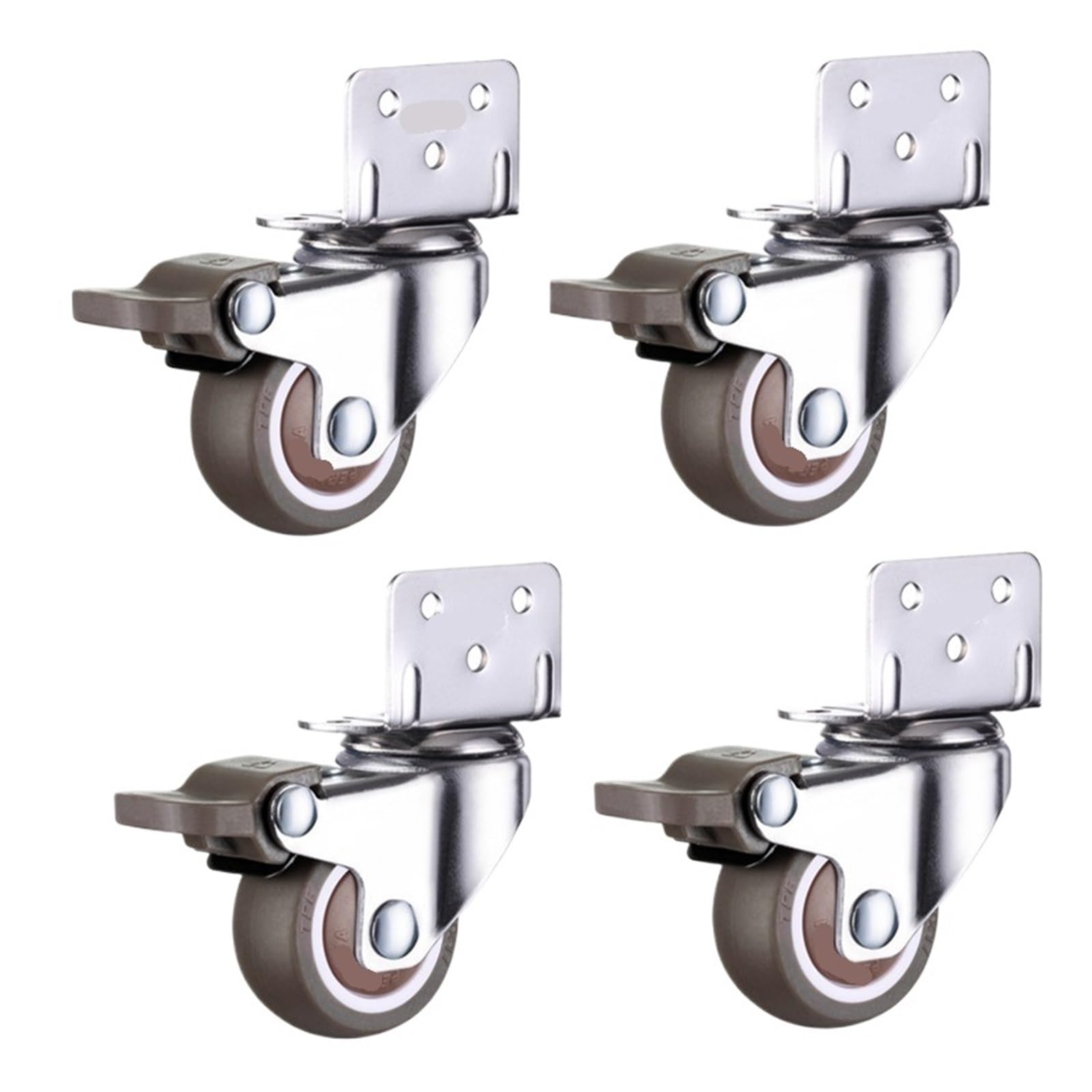 MXXDMOPD 4 PCS Furniture Casters Soft Rubber Swivel Silent Rollers for Trolley Home Accessories(With Brake,2 inch)