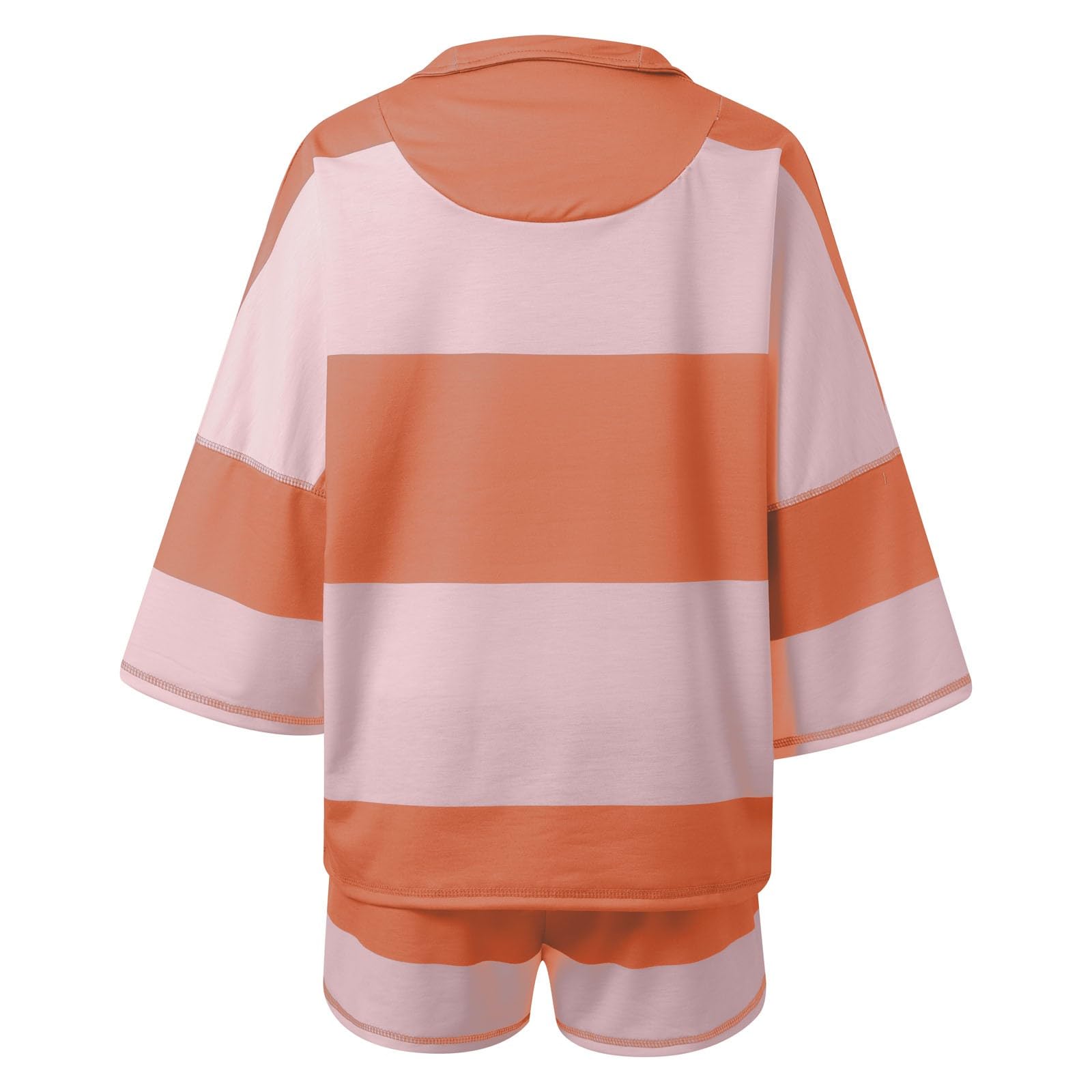 Generisch Survêtement d'été 2 pièces pour femme - Court - Couleur unie - Tenue de détente - Ensemble de vacances - Élégant et décontracté - Survêtement léger à manches courtes et short avec poches