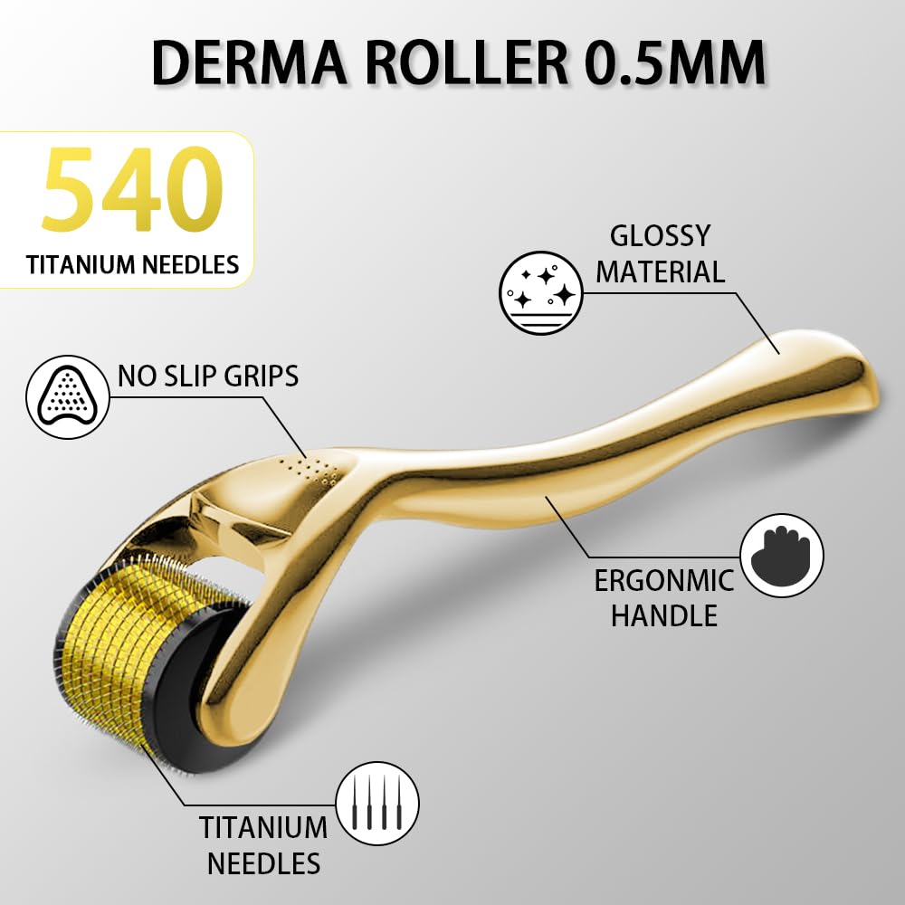 Derma Roller 0.5MM for Women and Men Microneedling Roller for Hair Beard Facial Skin Face — view 2