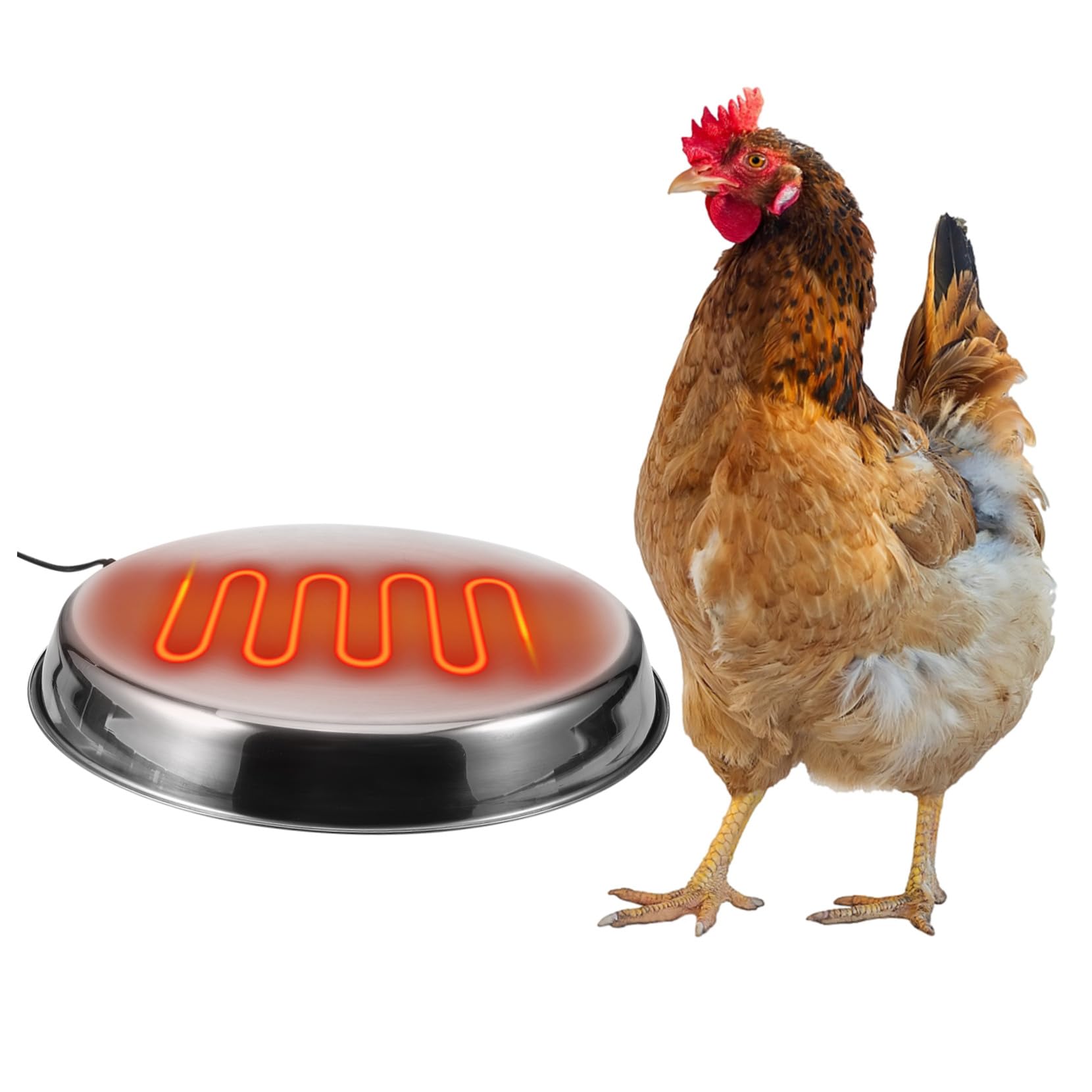 Hemobllo Base Calefactora para Bebedero de Aves de Corral y Mascotas, Calentador de Agua Eléctrico de Acero Inoxidable, 38 Cm, Uso en Invierno para Granjas y Patios Traseros