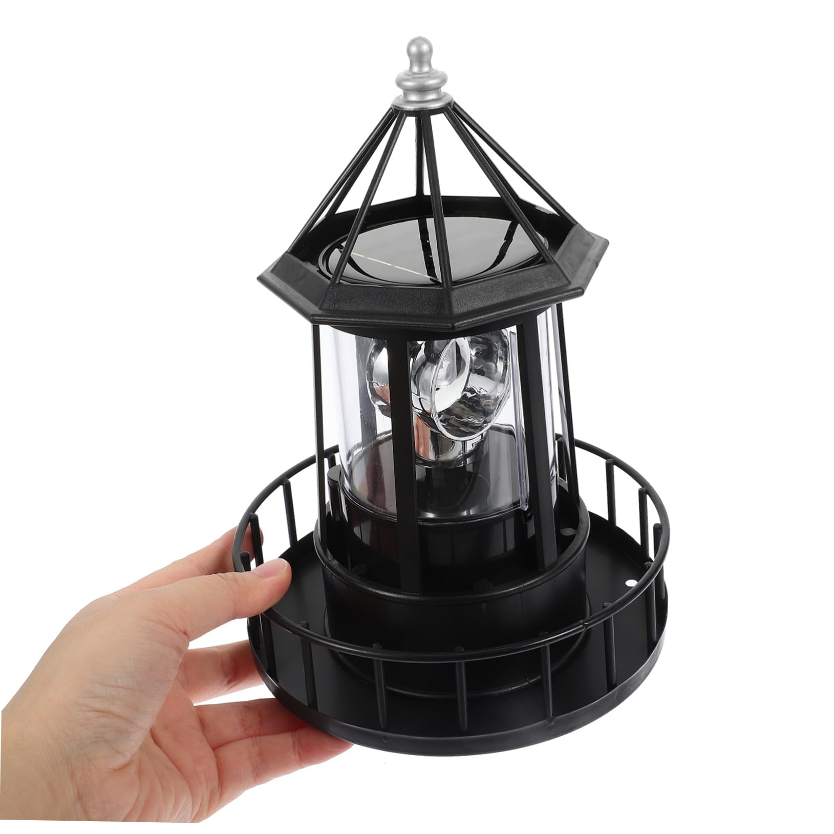 1 luz solar giratoria para faro de césped, lámpara LED para exteriores, faro con energía solar, decoración para exteriores, decoración LED, luz giratoria para girar Abs, faro náutico a prueba de agua