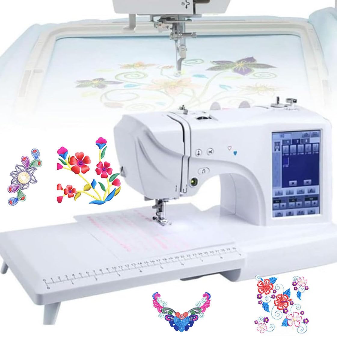 Machine À Coudre Automatique Machine À Broder Électrique 158 Motifs Intégrés avec Zone De Broderie 4" X 9,2" Et Écran Tactile LCD, 210 Lettres Intégrées Et 30 Bordures De Motifs