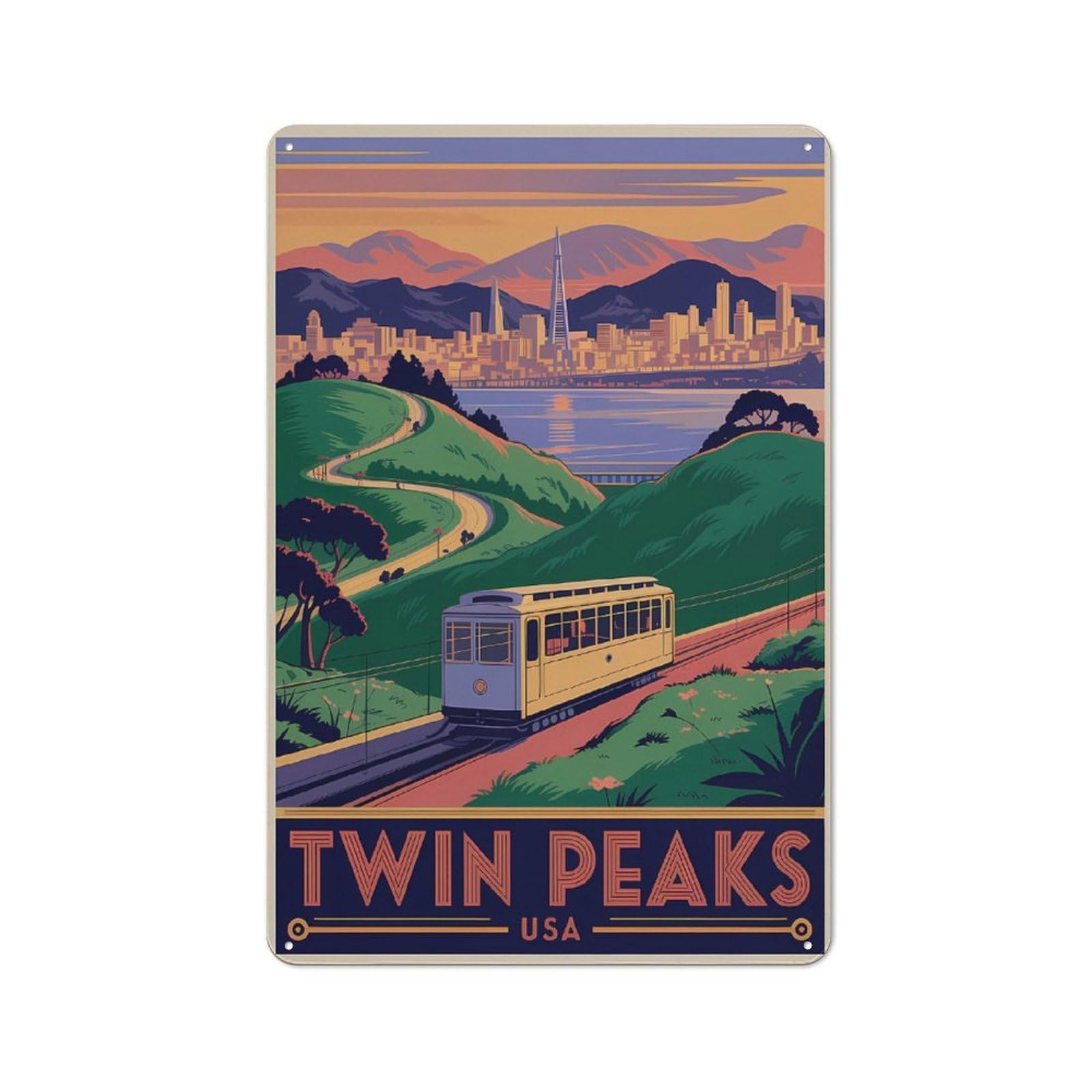 Junmoney Style-4 For Lounge Or Reading Corner, Twin Peaks Usa Vintage Vintage Metal Sign 30X20cm, For Collectors Decorating Lounges And Reading Corners