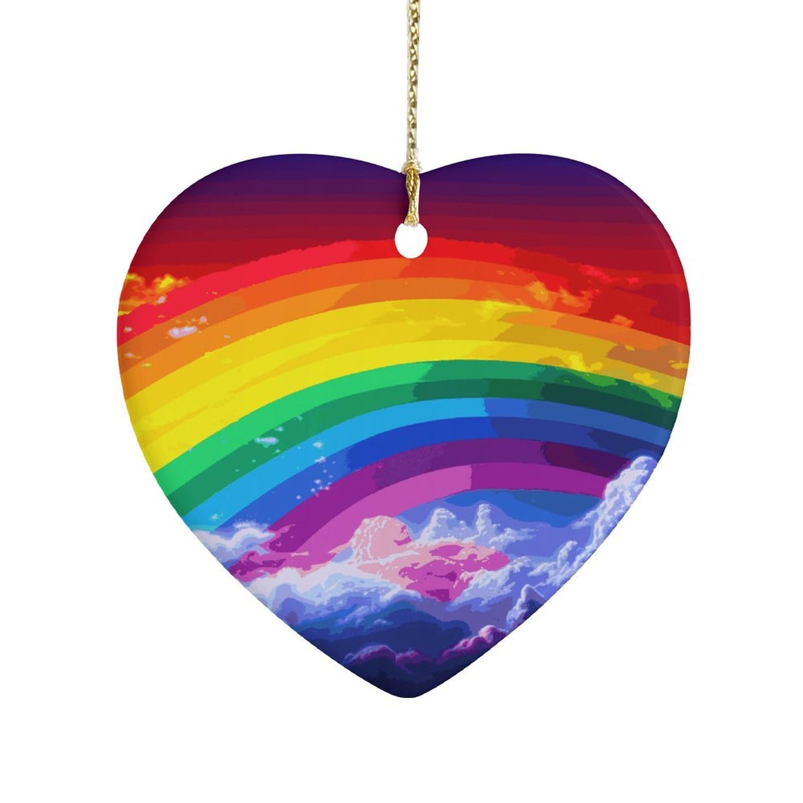 Khauerbc Style Rainbowceramic Ornament,Heart-Shaped.christmas Tree Hanging Decoration-Holiday Home Decorations. Art Ornament,Friendship Keepsake - Gift Ideas, For Besties, Coworkers, Family.