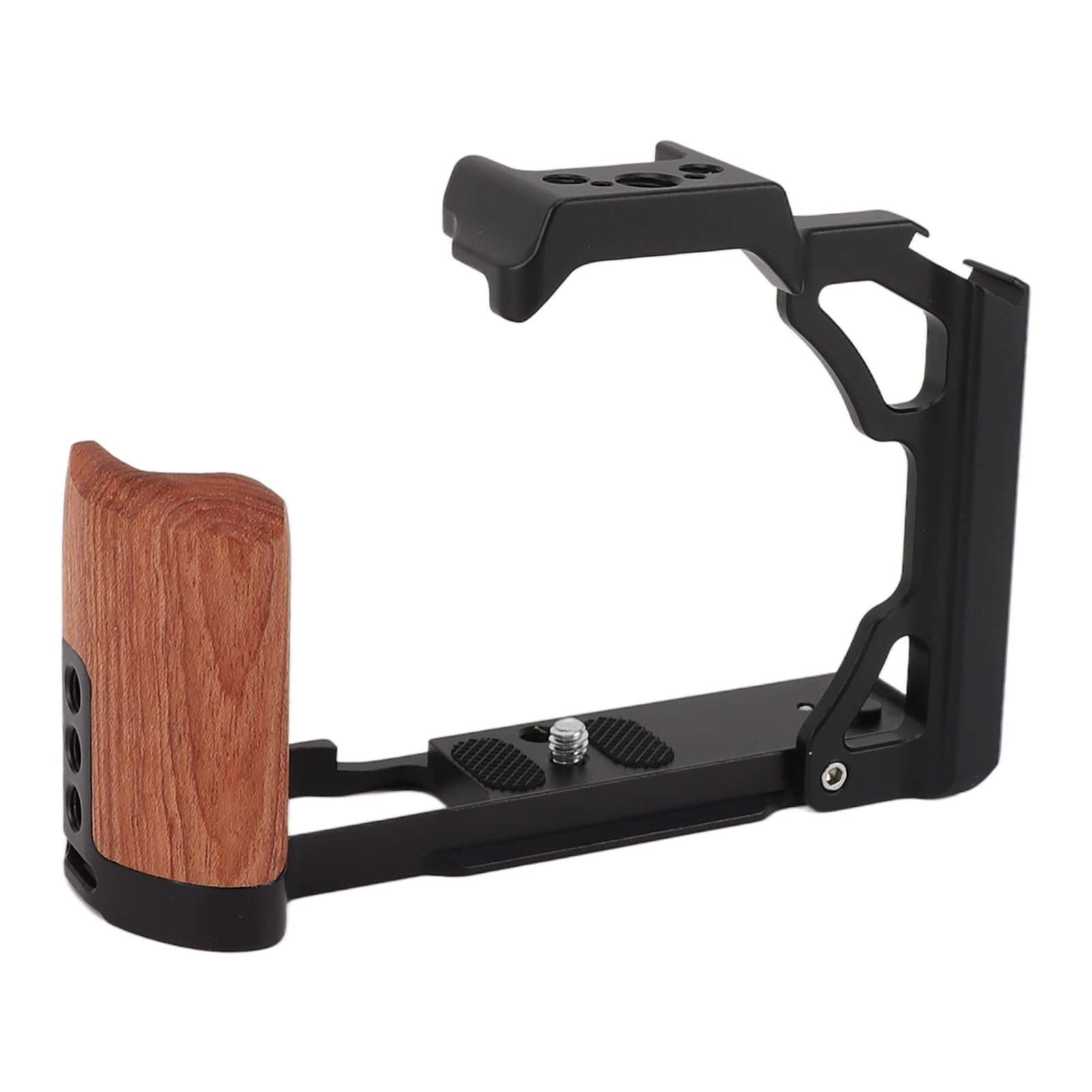 TOPINCN Gabbia per Fotocamera in Lega di Alluminio per ZFC con Manico in Legno Design Antiscivolo Configurazione Rapida per Operatori Video (BLACK)