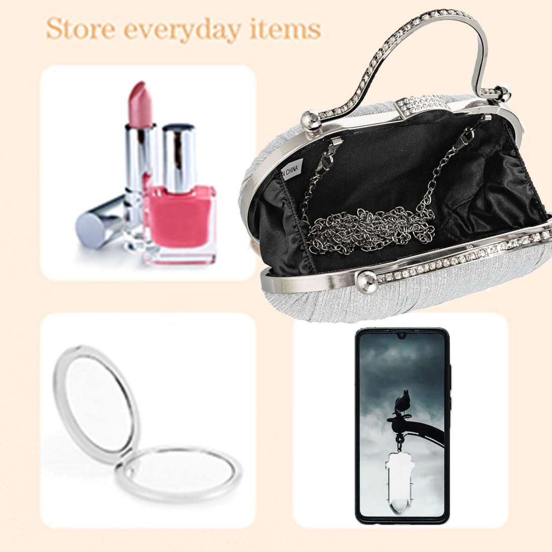 Simcat Women Gold Clutch Purses Glitter Evening Handbag Pleated Evening Bag for Lady Formal Bridal Wedding Prom - Image 4