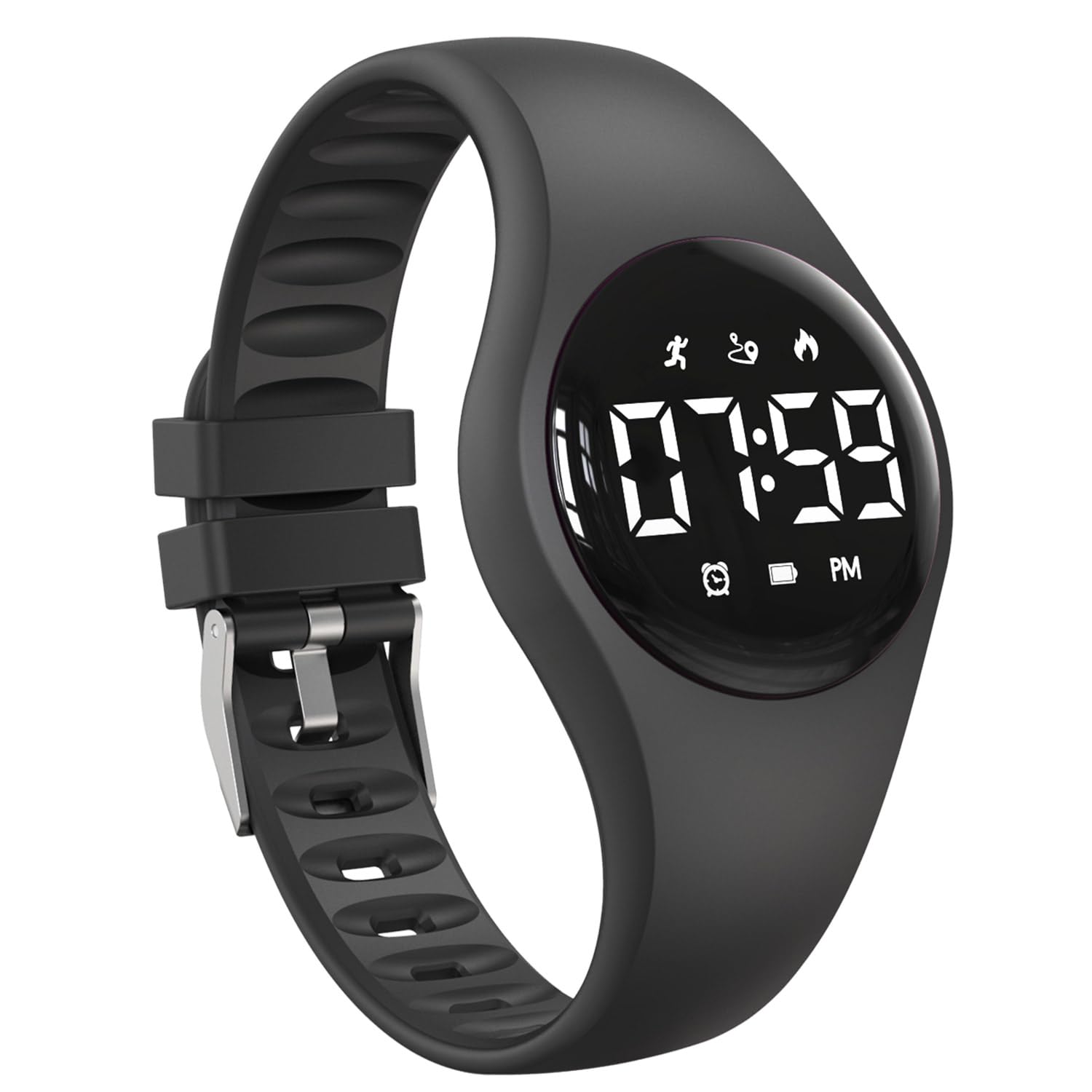 Kids Fitness Tracker Watch with LED Display, Water Resistant Step Counter Watch, Digital Wristwatch, Pedometer, Alarm Clock & Calendar for Boys Girls teens (Black)