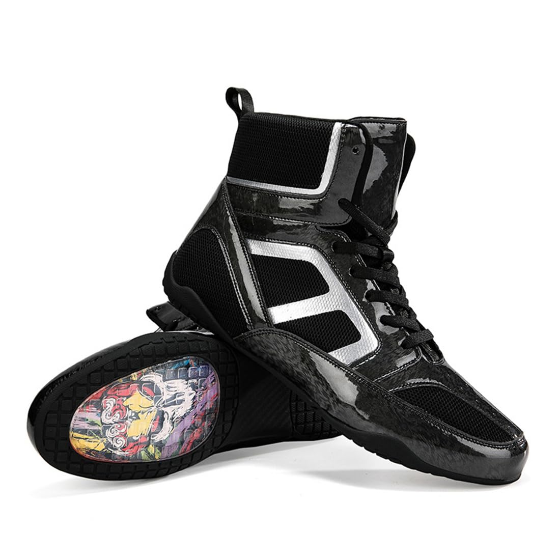 DAMANDO Baskets De Boxe pour Les Femmes Fille, Chaussures De Boxe Haut De Gamme Baskets De Sport Respirantes Légères pour La Lutte D'Haltérophilie,Noir,39 EU