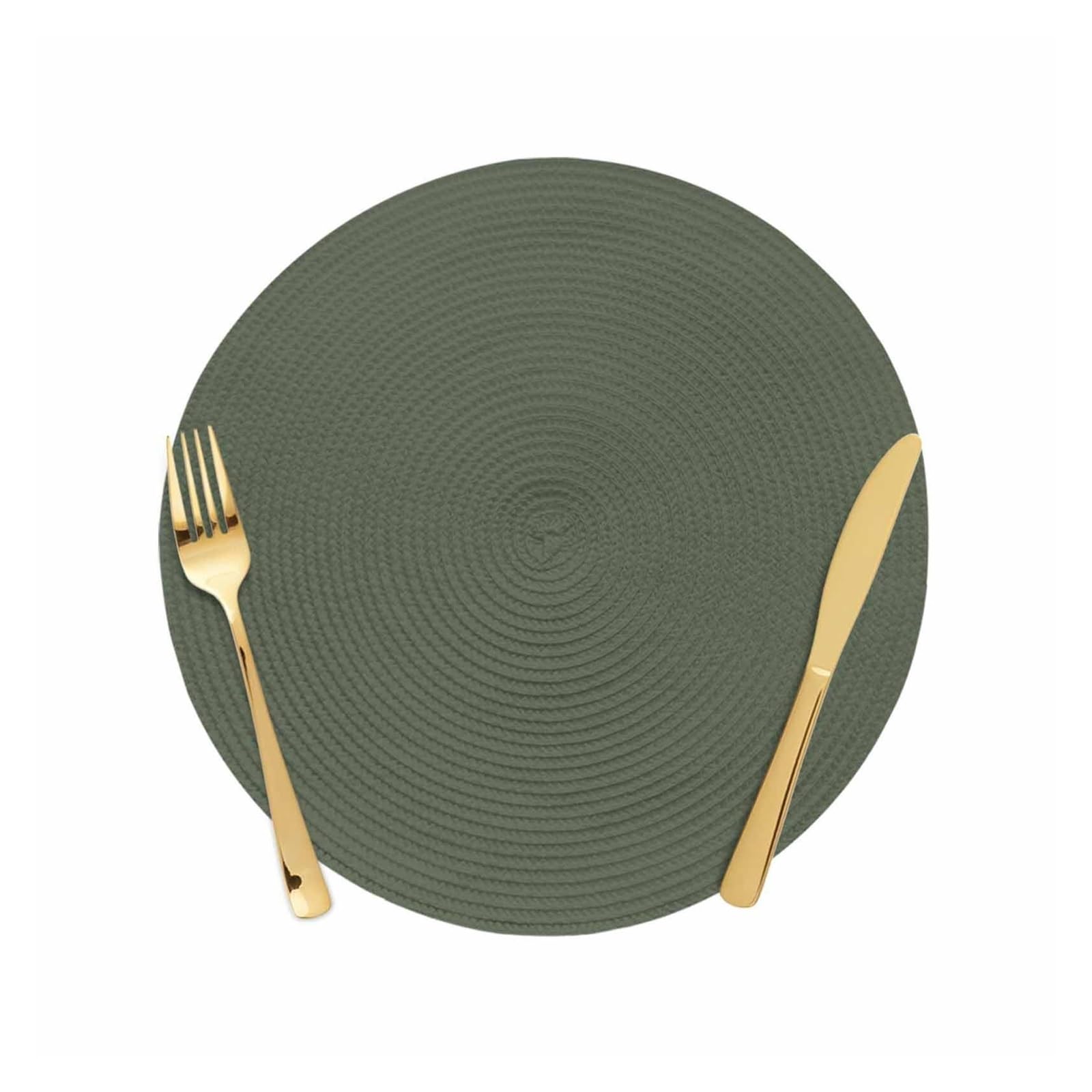 Luvafey One Color 6Pc Round Braided Minimalist Woven Table Placemats
