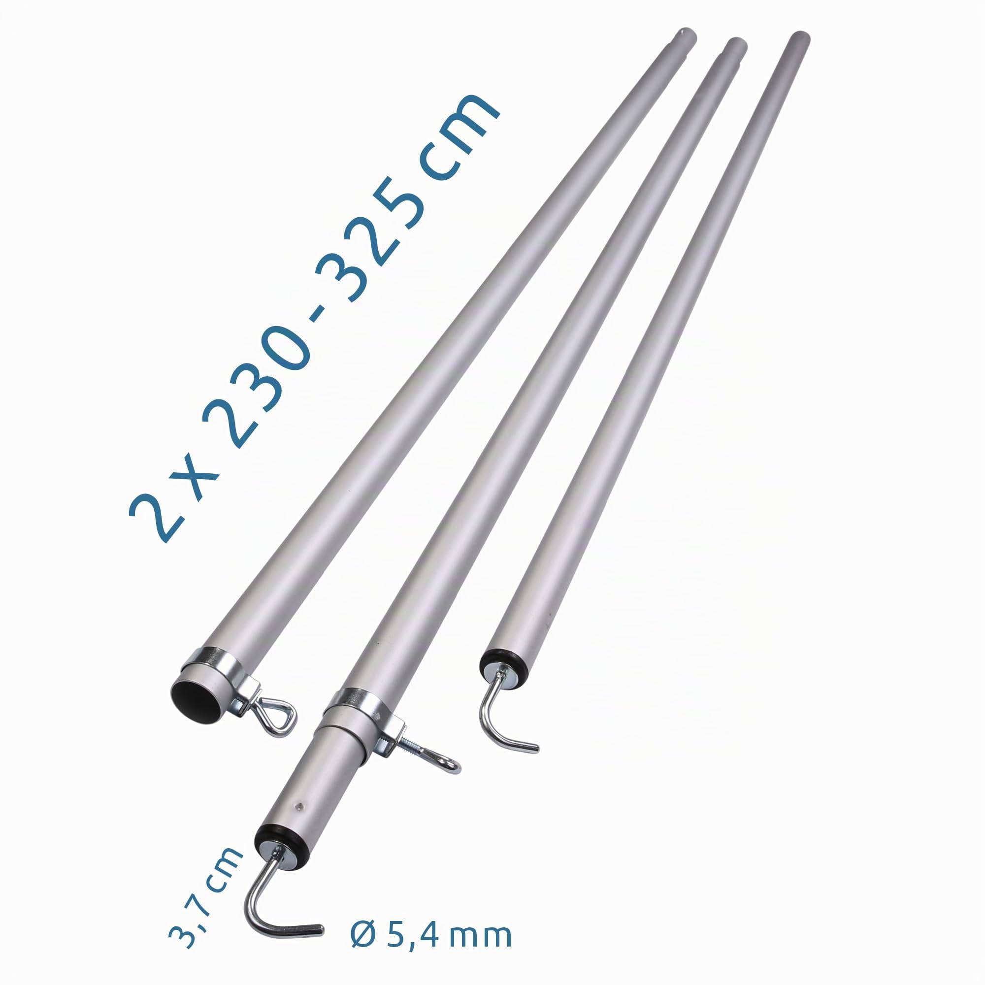 GEAR Roof Pole Set - Juego de 2 barras telescópicas con gancho para techo de aluminio (230-325 cm)