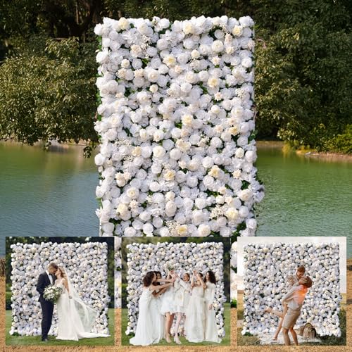 Artificial Luxury Flower Wall Panels, Gorgeous 3D Silk Floral Backdrop for Wedding, Baby Show, Party and Home Decor, Quick Assembly/Storage, Eco & Pet Friendly, 2 pcs, Each Panel 2 * 8 ft.