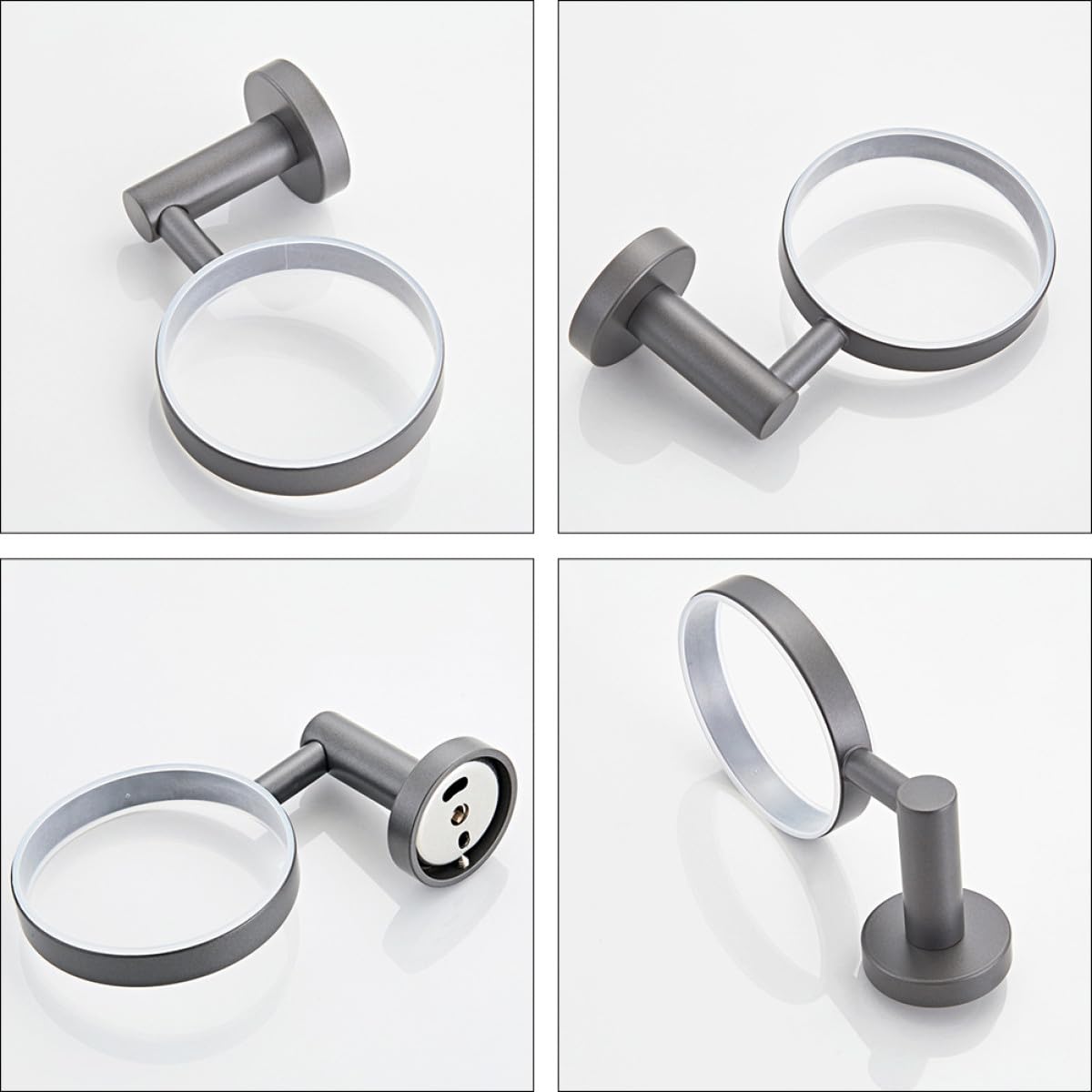 ERINGOGO Cepillo de Inodoro de Pared con Base Redonda de Vidrio Mate y Diseño Simple, Juego de Escobillas para Baño con Material Óptimo y Apariencia Moderna