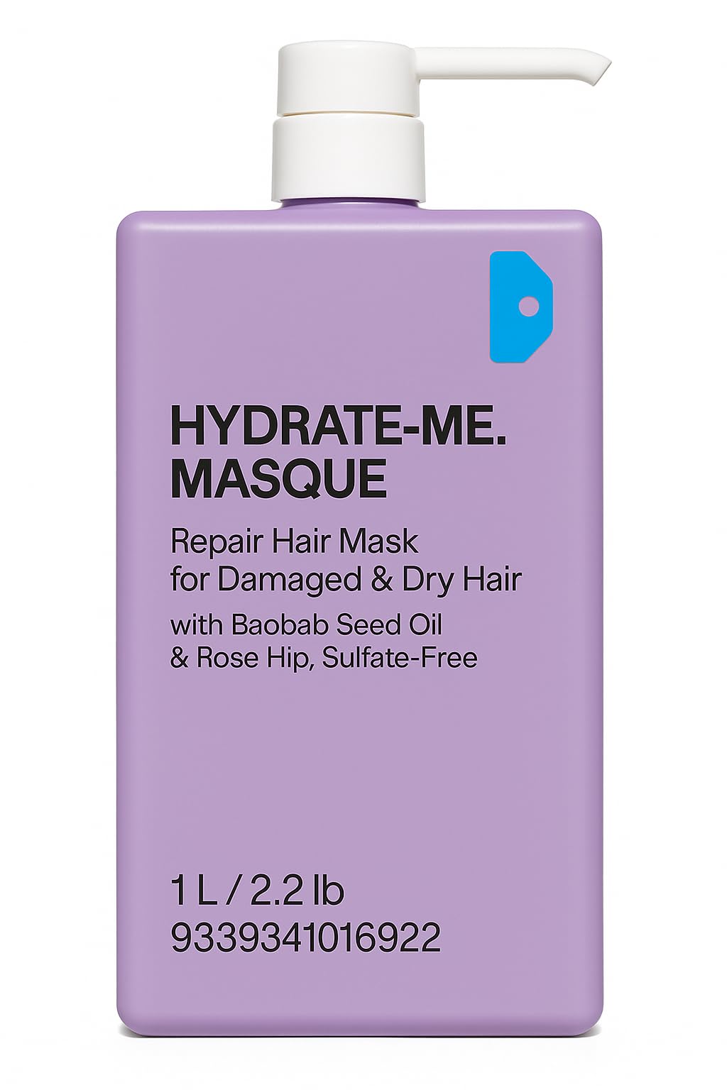 HYDRATE-ME.MASQUE 1 Liter (2.2 lb / 33.8 fl oz) – Deep Conditioning Hair Masque for Damaged, Normal to Dry Hair – Intensive Repair Formula with Baobab Seed Oil & Rose Hip – Sulphate Free Moisturizing