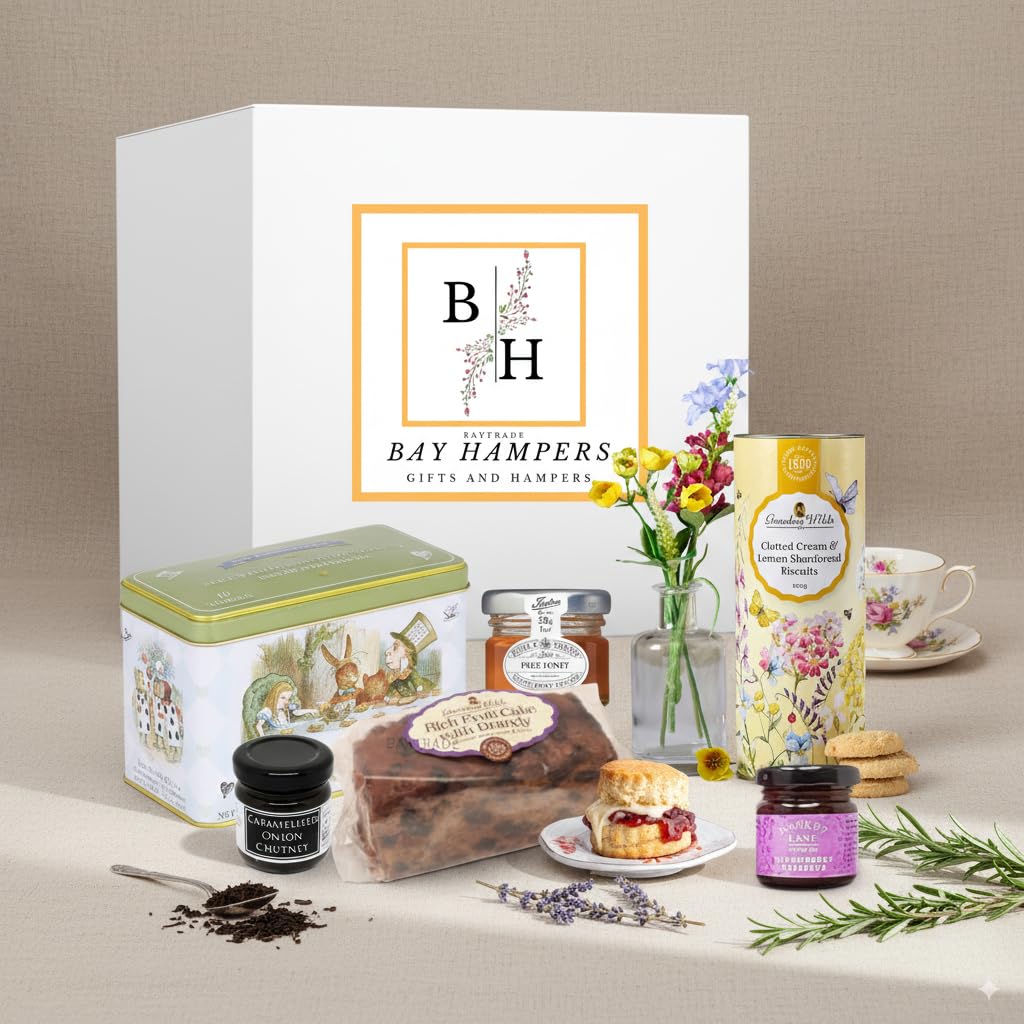 Afternoon Tea Hamper | Christmas Gifts for Women|40x English Tea and Biscuits Gift Set |Mini Jams Chutneys Clotted Cream Lemon Shortbread Hamper|Food Foodie Gifts| Mothers Day Gifts Her Valentines (3)
