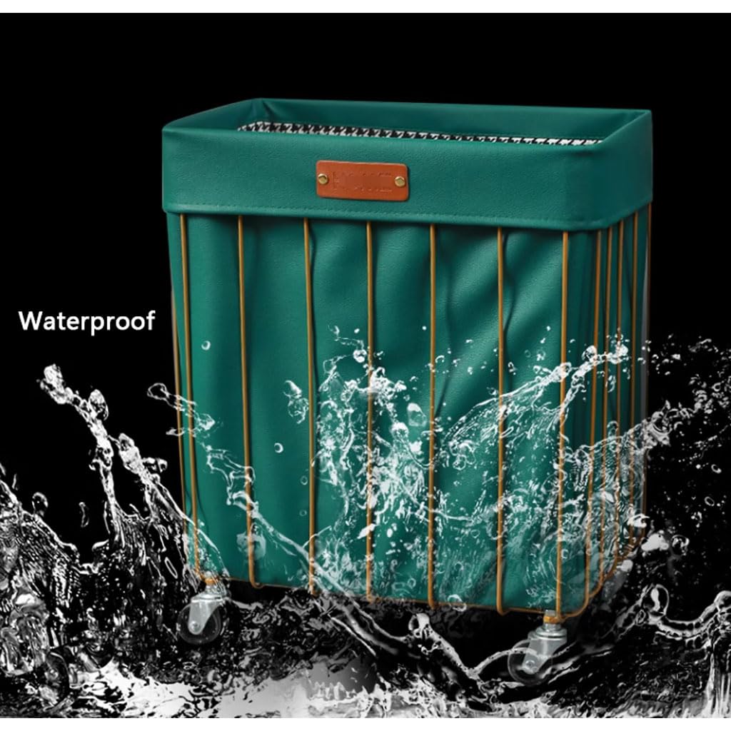 Kosz na Pranie Wasmand op wielen Goudkleurig metalen draadframe Wasmand Winkelwagen Ijzer Scandinavische vuile klerenmand Speelgoedorganizer voor kledingopslag en transport Pojemnik