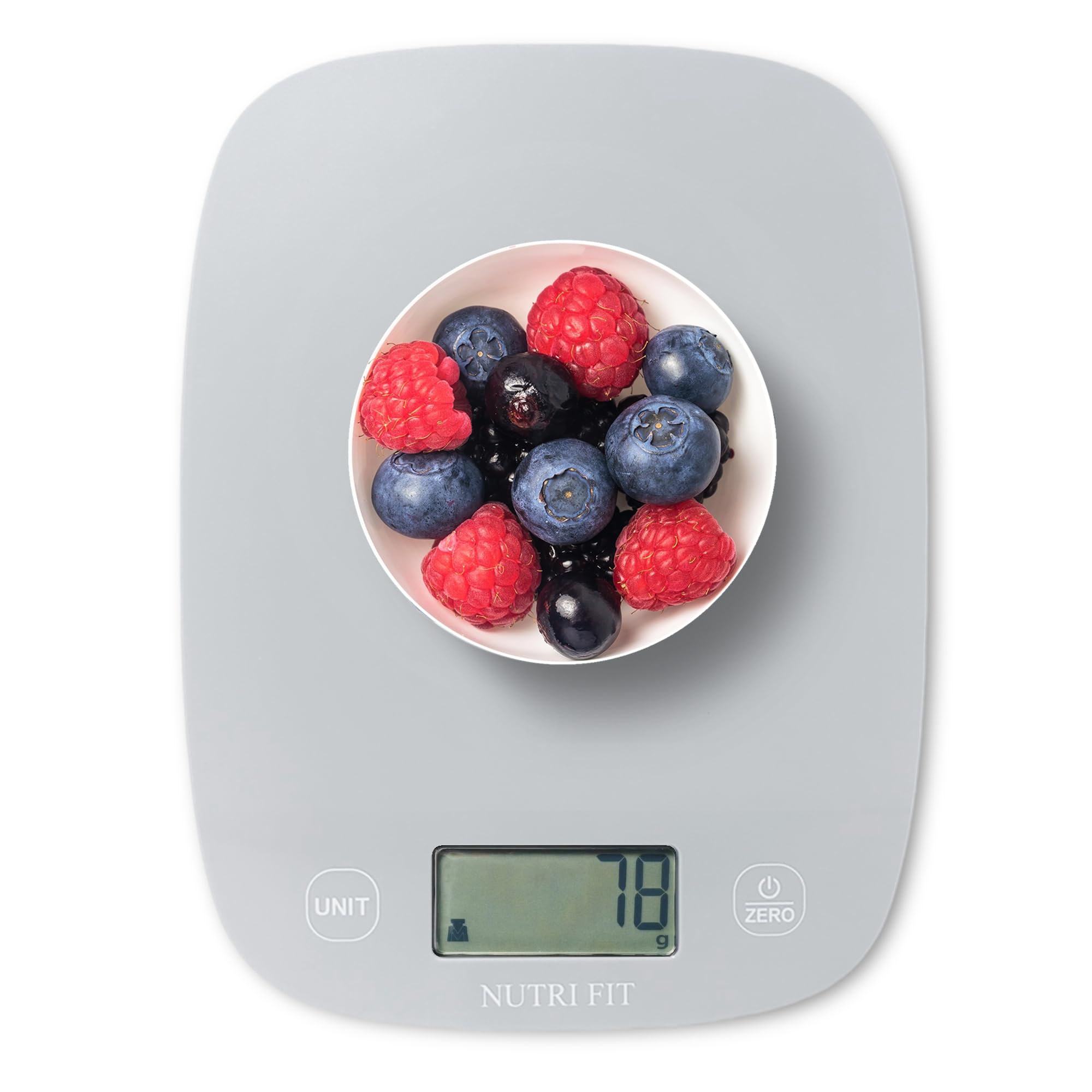 NUTRI FIT Digital Kitchen Scale Ultra Thin Electronic Scale Multifunction Kitchen Scale Large Display Plastic Platform 5kg/11lb-1g lb.oz fl.oz g ml(Gray)
