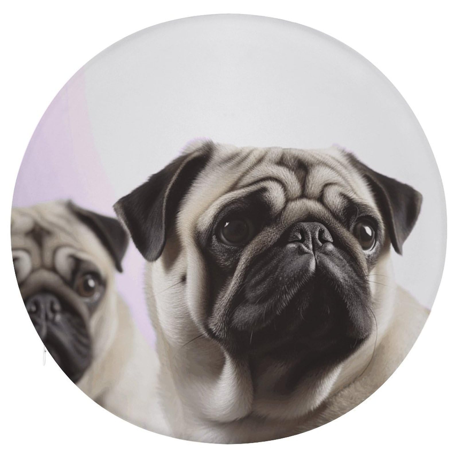 FekiLoot Pug Dog Circle Cushion Memory Foam Chair Pad Soft Warm Floor Cushions Reversible Seat Cushion Pads with Zipper for Indoor Outdoor Kitchen Dining Office