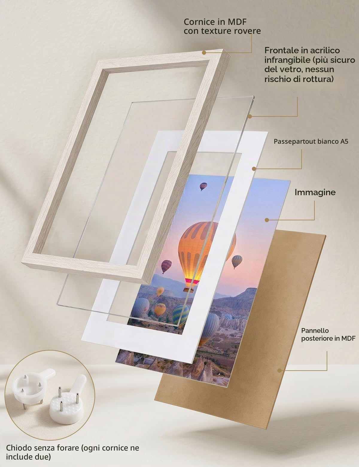 HOUSE DAY set di 3 cornici A4 - cornice in legno 21x30cm, cornice per poster in plexiglass, cornice per poster, cornice per documenti per poster moderni, cornice per foto in MDF (bianco)