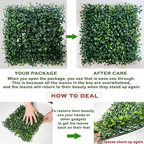 Image of Bybeton 24pk 10 inchx10 inch Fake Boxwood Greenery Backdrop Privacy Fence Screen