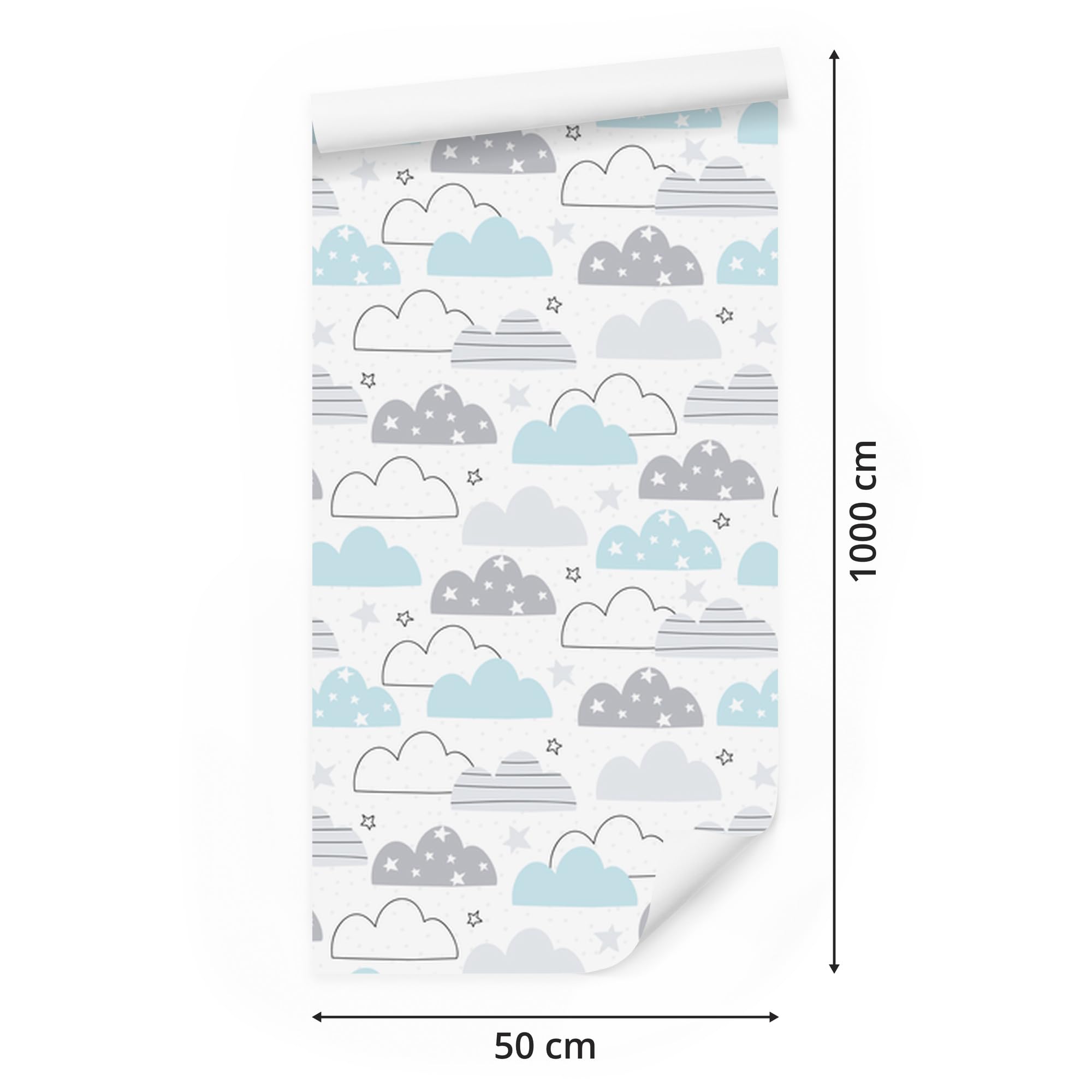 Decoración de Pared, Nubes coloridas, 50 x 1000 cm